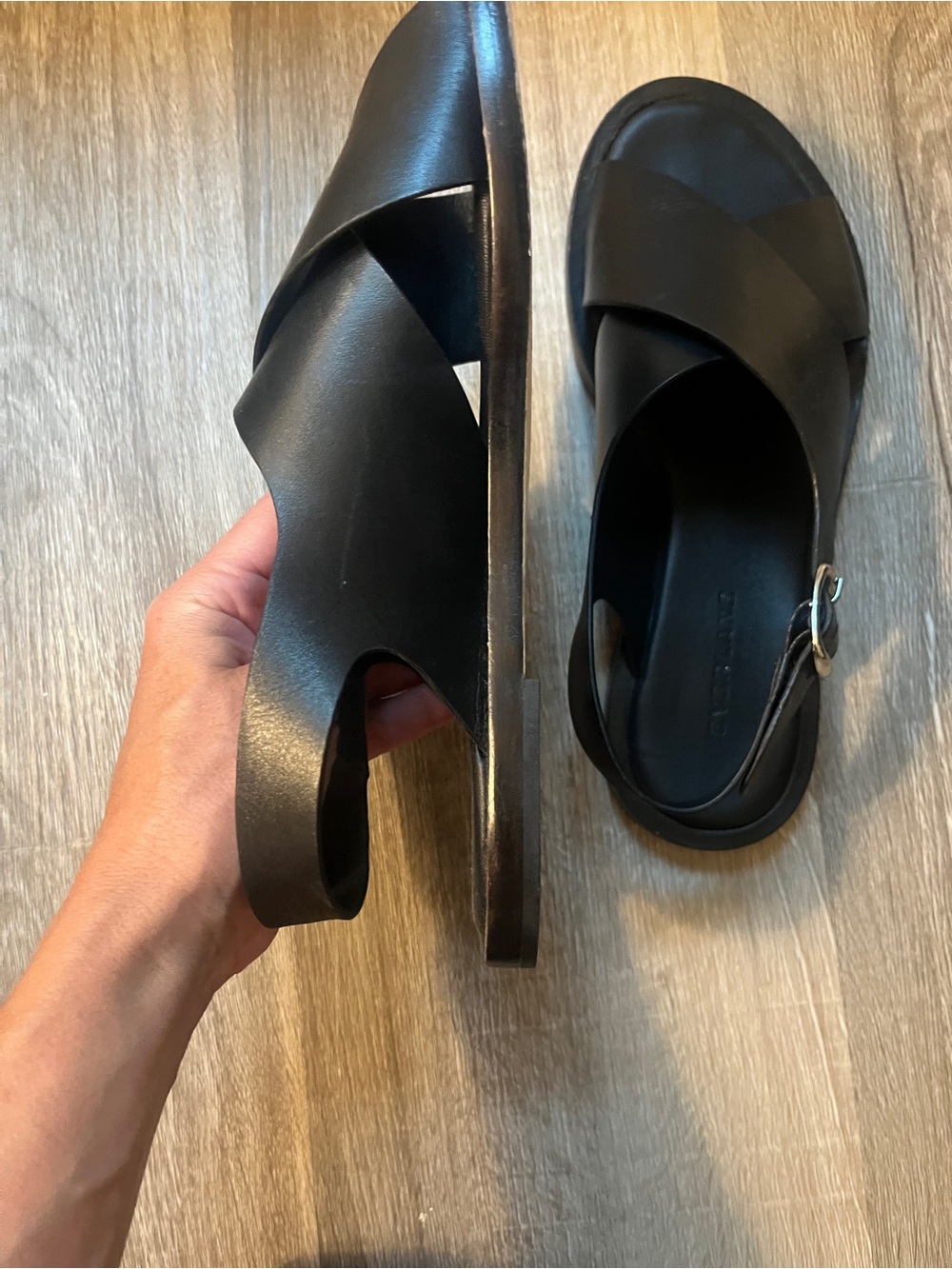 Everlane Black Crossover Leather Sandal - Picture 2 of 5